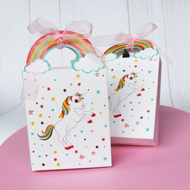 50X Paper Unicorn Bag Treat Gift Loot Bag Candy Box Kids Birthday Party Favour