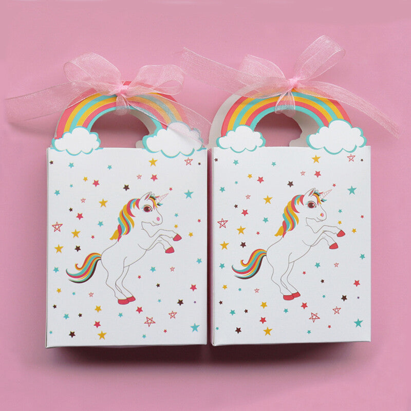 50X Paper Unicorn Bag Treat Gift Loot Bag Candy Box Kids Birthday Party Favour
