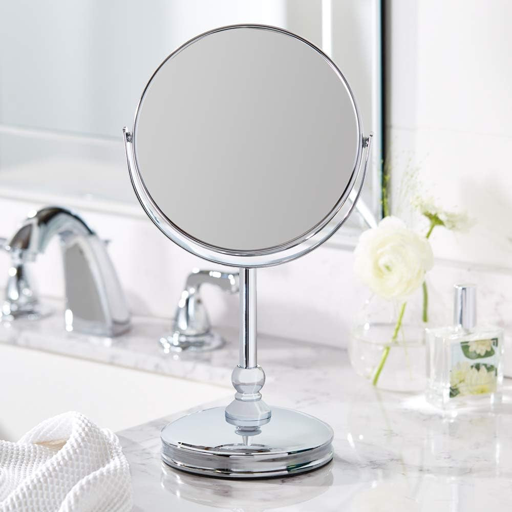 Vanity Mirror with Heavy Base - 1X/5X Magnification, Chrome