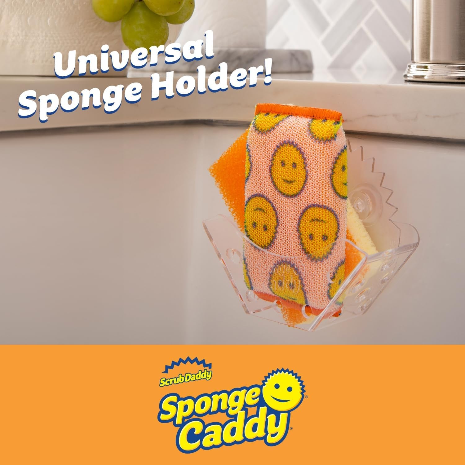 Sponge Caddy Universal Household Sponge Holder - in Sink Sponge Holder with Dual Suction Cups - for  and Traditional Sponges