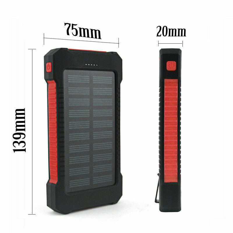 50000Mah Solar Power Bank Portable External Battery Dual USB Phone Charger