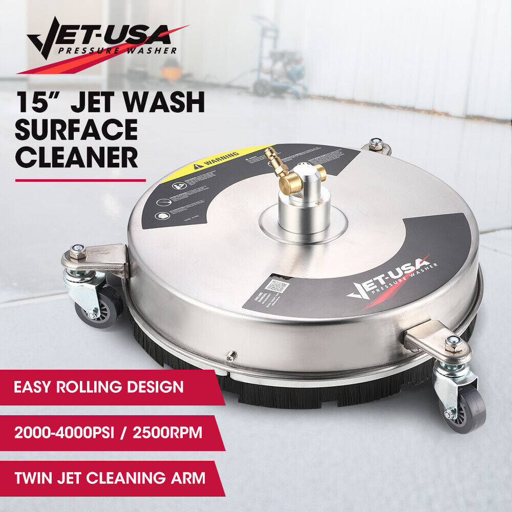 Jet-Usa 15" Pressure Washer Surface Cleaner Concrete Driveway Stainless Steel