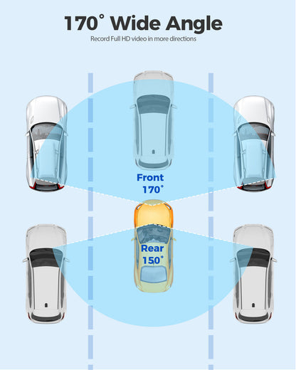 AZDOME 4K+1080P Dual Dashcam 5Gwifi GPS Front and Rear Recorder Camera Free Card