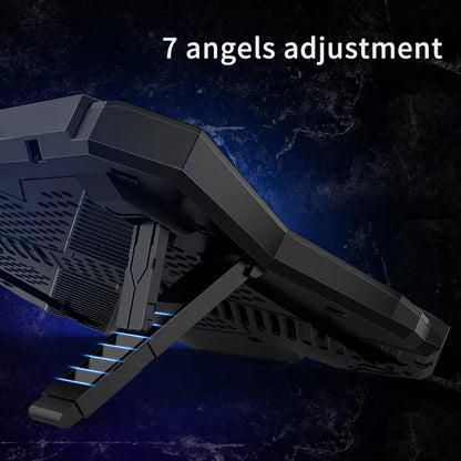Gaming RGB Laptop Cooler 12-17 Inch Led Screen Laptop Cooling Pad Notebook Cooler Stand with Six Fan and 2 USB Ports