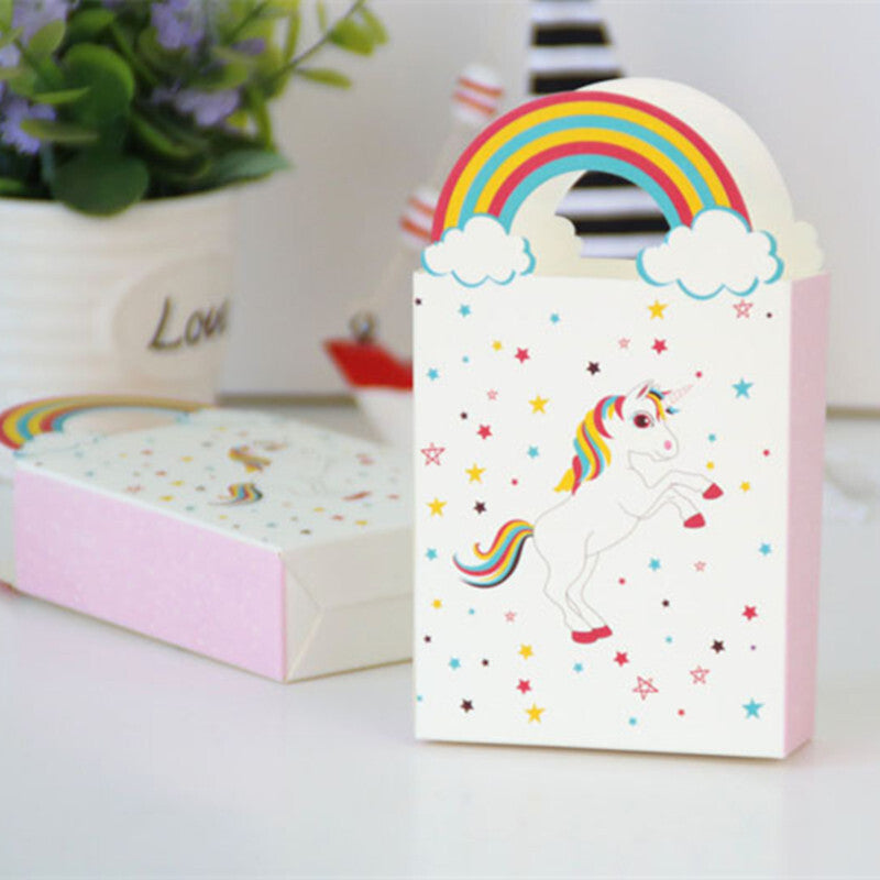 50X Paper Unicorn Bag Treat Gift Loot Bag Candy Box Kids Birthday Party Favour