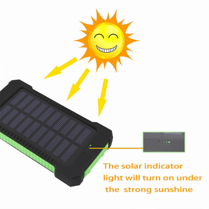 50000Mah Solar Power Bank Portable External Battery Dual USB Phone Charger