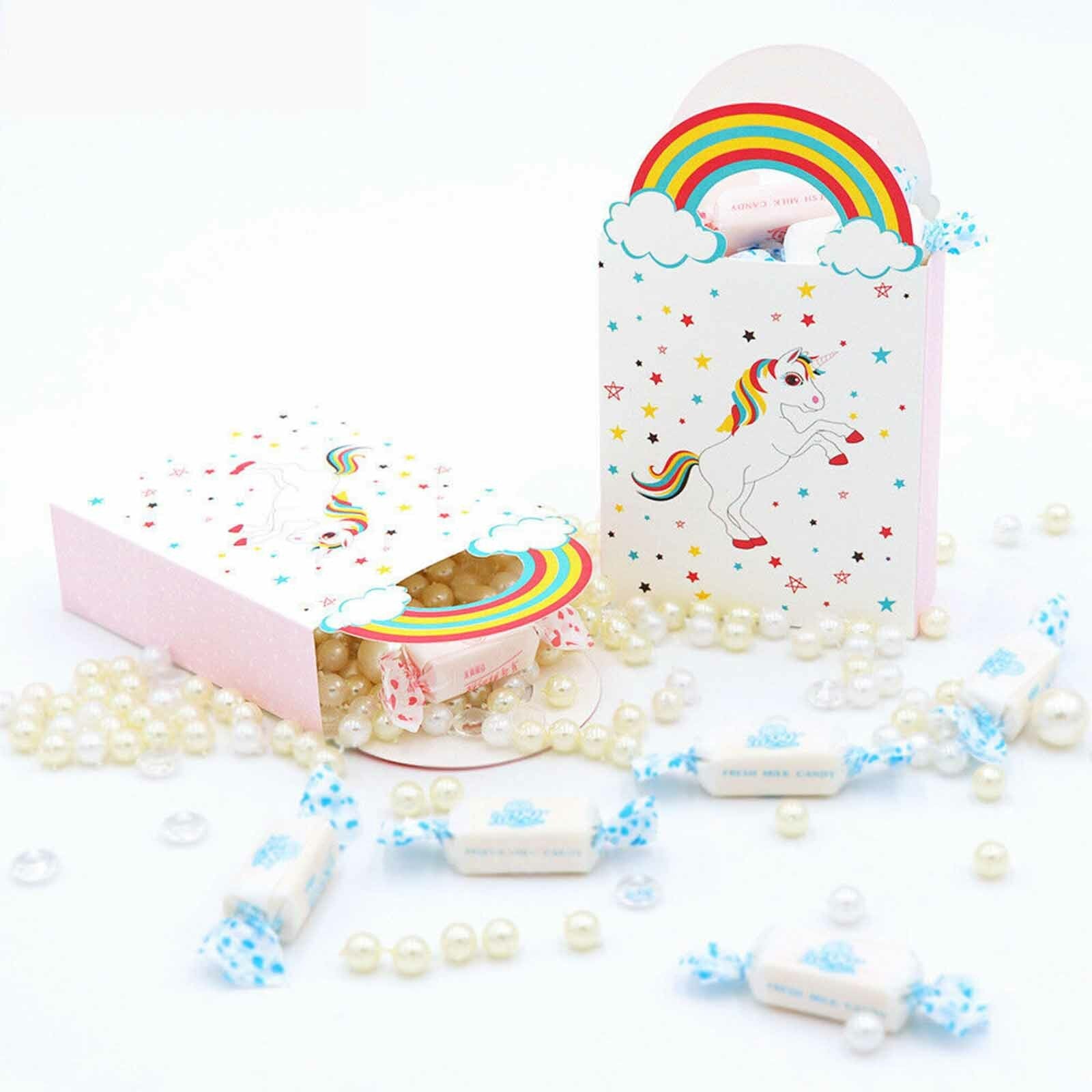50X Paper Unicorn Bag Treat Gift Loot Bag Candy Box Kids Birthday Party Favour