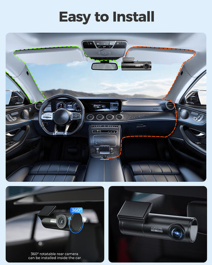 AZDOME 4K+1080P Dual Dashcam 5Gwifi GPS Front and Rear Recorder Camera Free Card