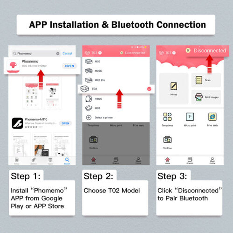 Mini Pocket Thermal Printer Bluetooth Wireless Photo Notes Inkless Sticker Paper