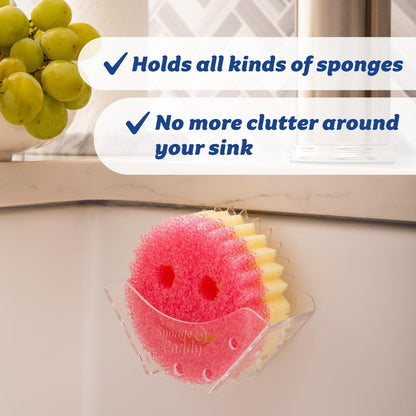Sponge Caddy Universal Household Sponge Holder - in Sink Sponge Holder with Dual Suction Cups - for  and Traditional Sponges