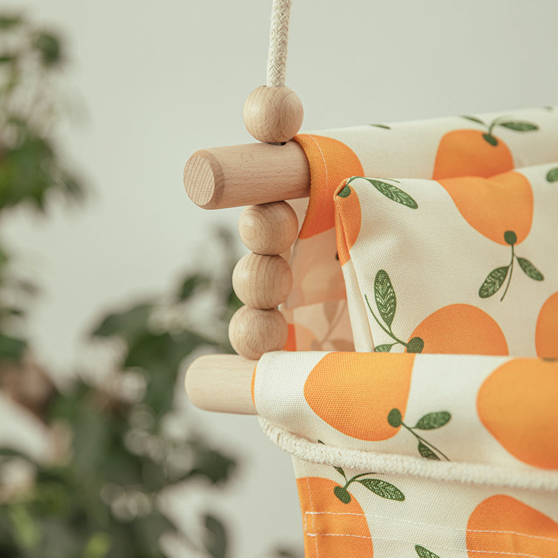 Cotton Canvas Baby Swing Chair Hanging Swing Indoor Outdoor Safety Baby Children'S Toy Wooden Seat with Cushion Baby Room Decor